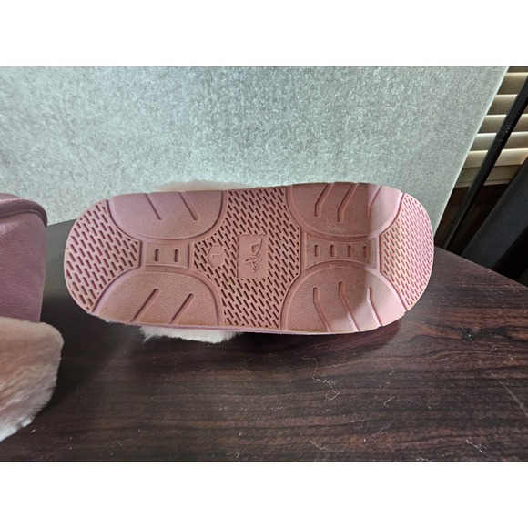 Dije Leather Fur Sheepskin Lined Slip On Slippers Womens Size Large Pink - Picture 9 of 12